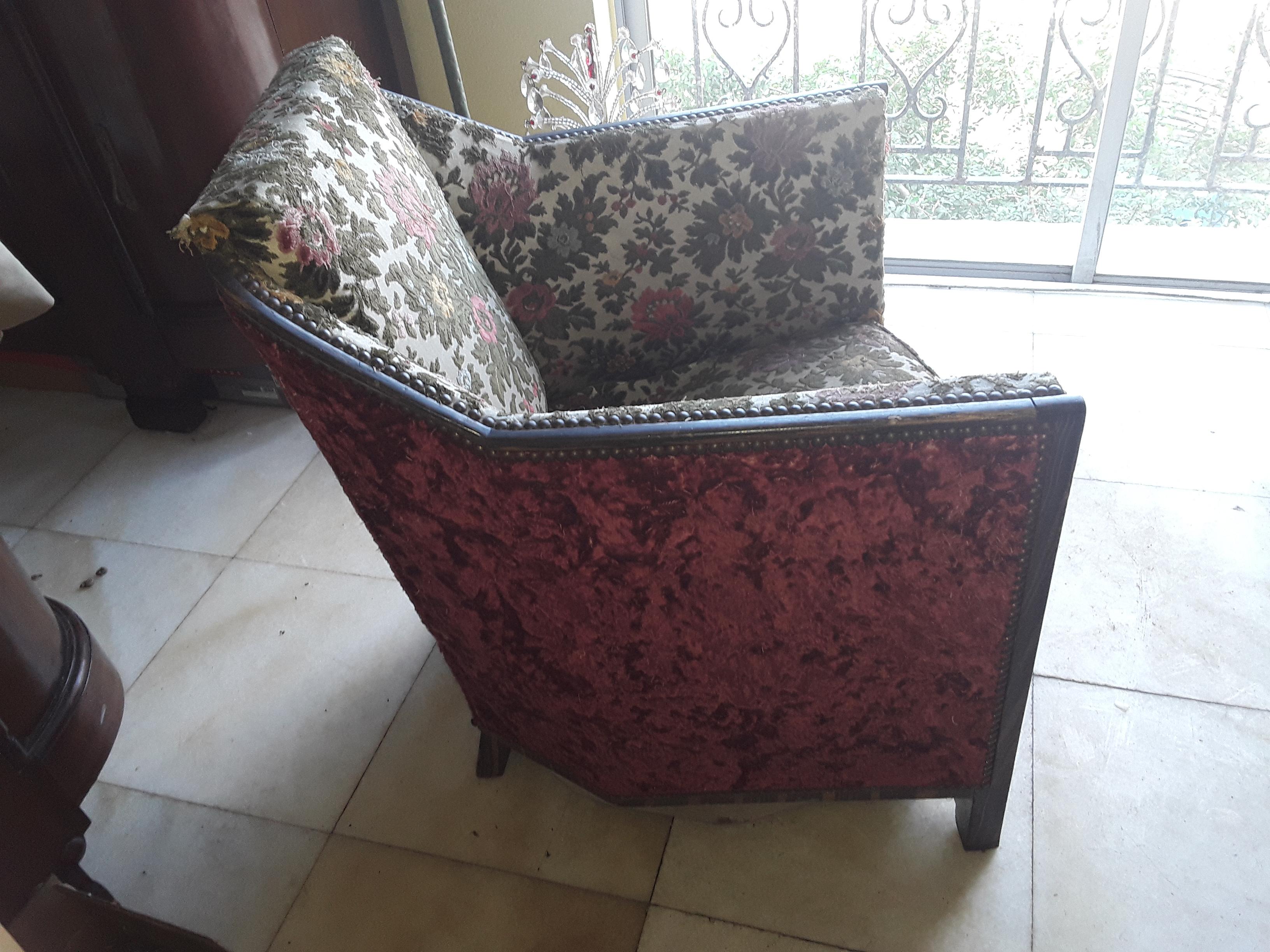 1920's French Art Deco Exotic Macassar Ebony with Parchment Detail Club Chair. This chair will be a showpiece once it has been reupholstered. During the reupholstery process this club chair should have the proper cushioning for comfort put in. This