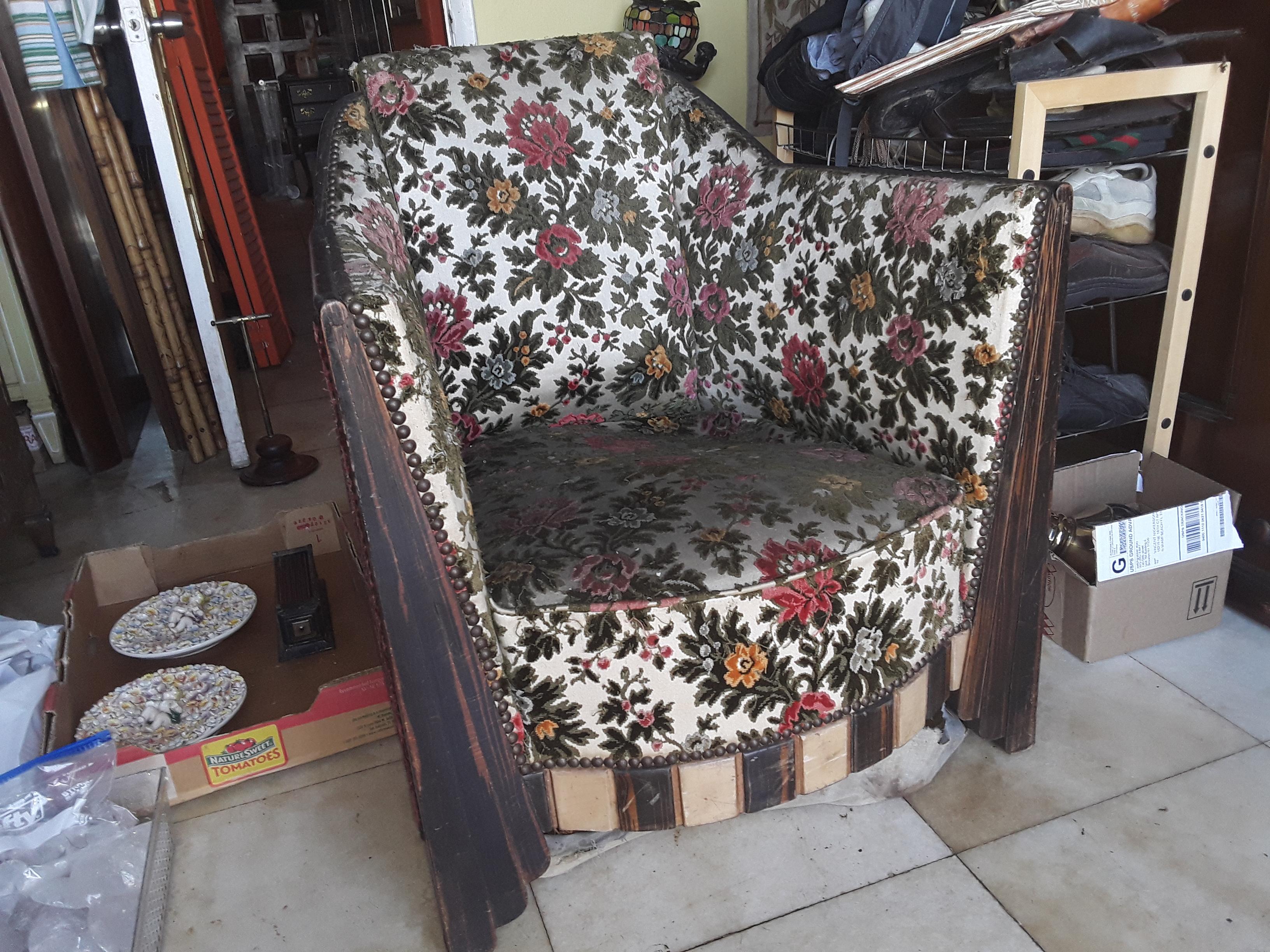1920's French Art Deco Solid Macassar Ebony w/ Parchment Club Chair - Original For Sale 16