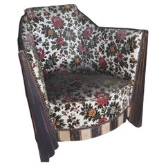 1920's French Art Deco Solid Macassar Ebony w/ Parchment Club Chair - Original