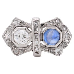1920s French Art Deco "Toi et Moi" Ring – Sapphire, Diamonds