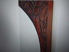 1920's French Art Deco Wall Mirror with Amazing Wood Carving with Deco Scene