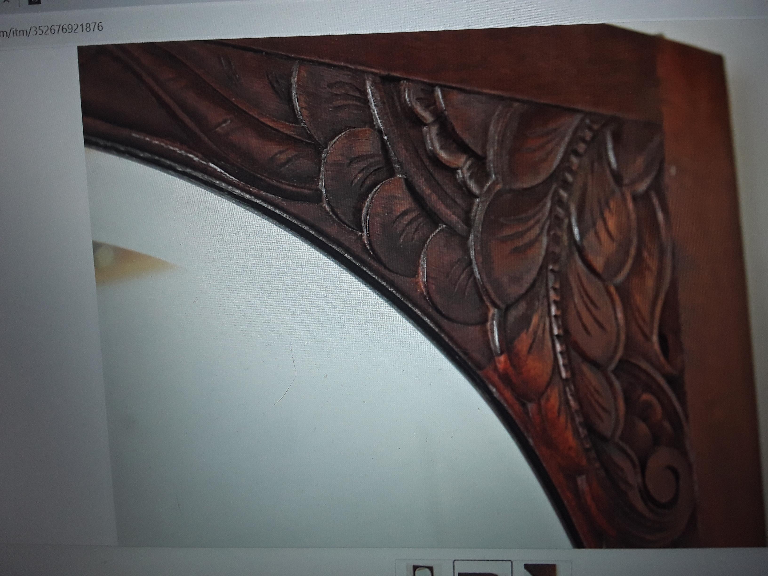 1920's French Art Deco Wall Mirror with Amazing Wood Carving with Deco Scene In Good Condition For Sale In Opa Locka, FL