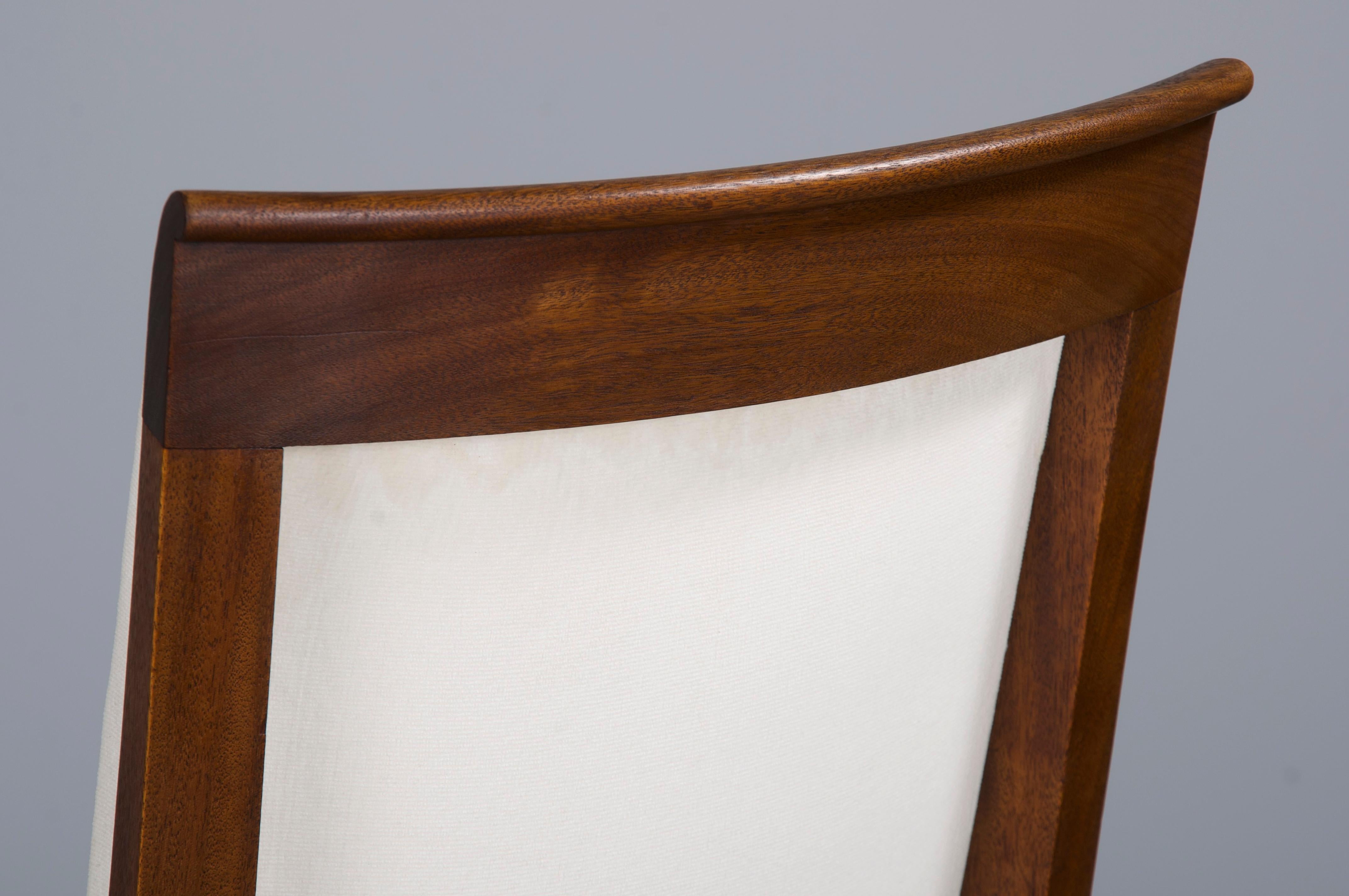 1920s French Art Deco Walnut Dining Chairs W/ Off-White Velvet - Set of 6 7