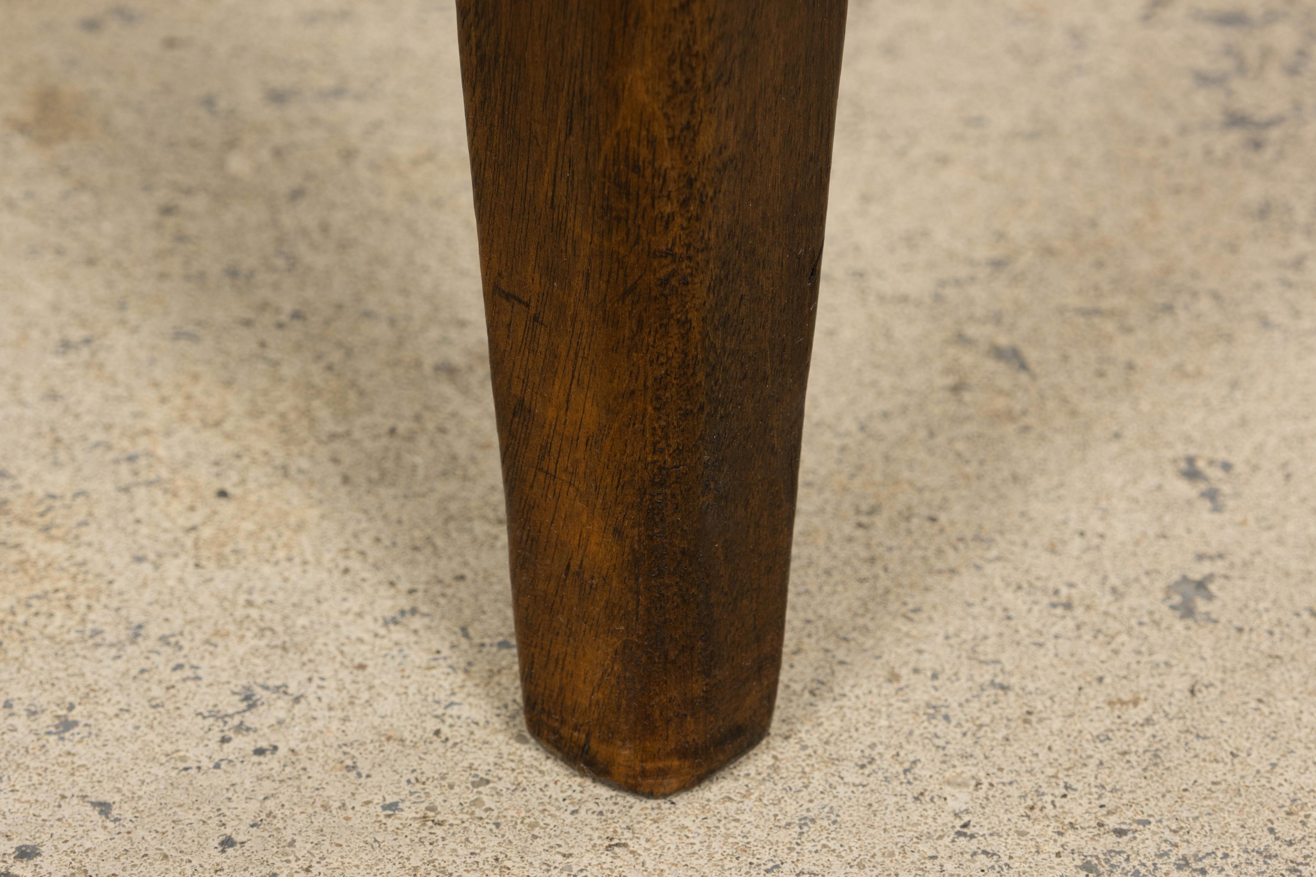 1920s French Art Deco Walnut Dining Chairs W/ Striped Linen - Set of 6 For Sale 8