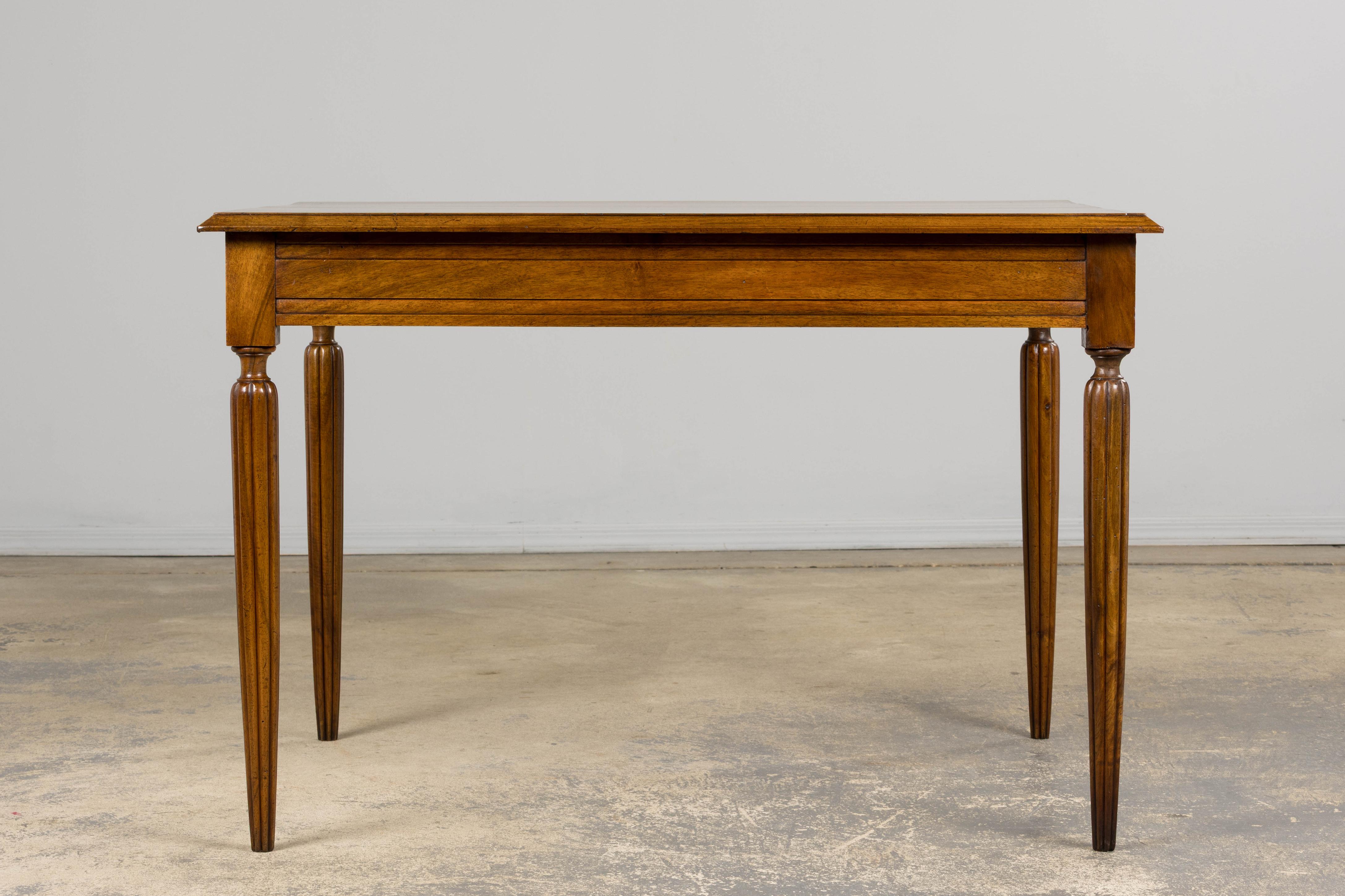 Hand-Carved 1920s French Art Deco Walnut Writing Table For Sale