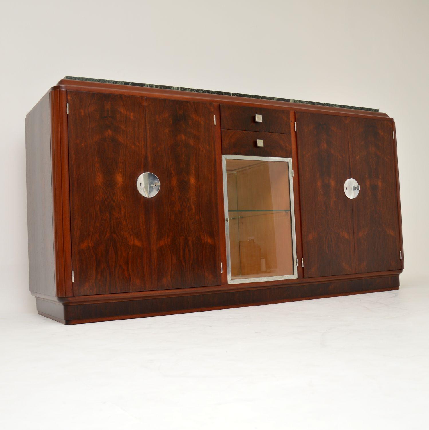 20th Century 1920s French Art Deco Wood and Marble Sideboard
