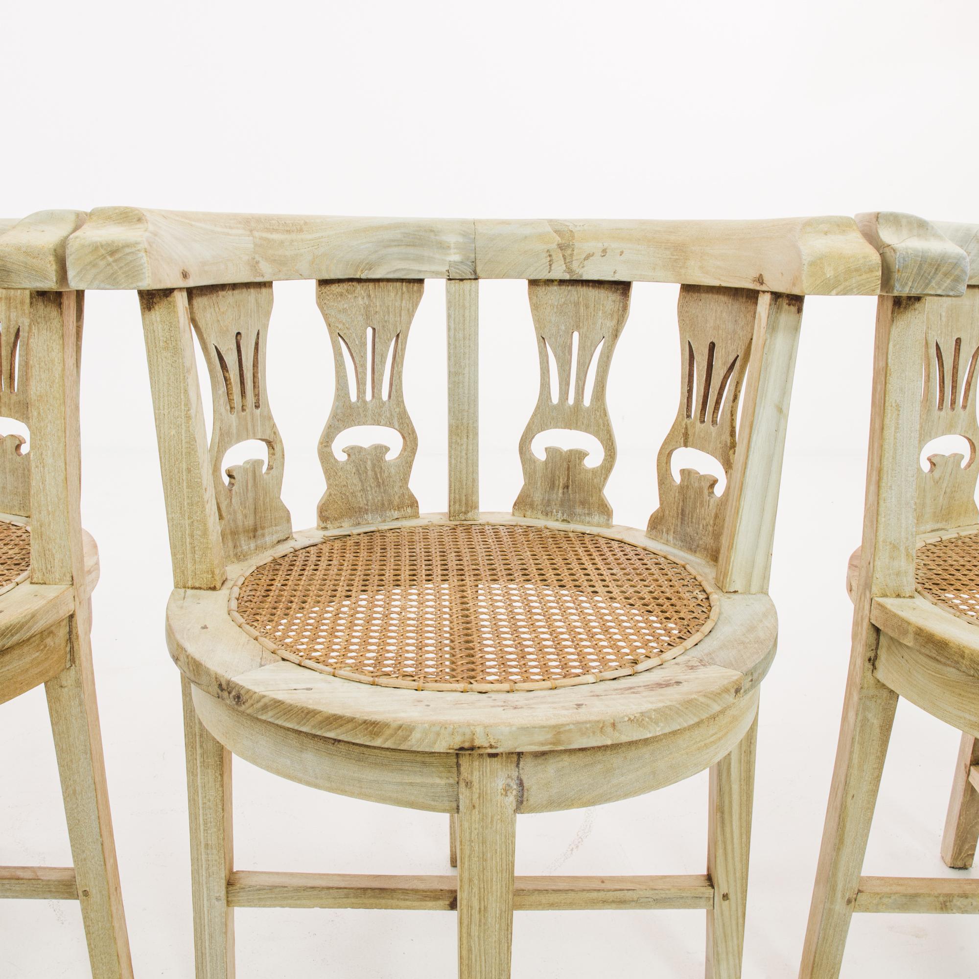 1920s French Art Deco Wooden Captain's Chairs, Set of Four 2