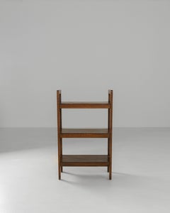 1920s French Art Deco Wooden Étagère, Three Shelves, Geometric Design