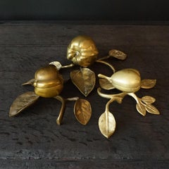 1920s French Art Nouveau Three Bronze Hinged Apples and Pear Trinket Boxes