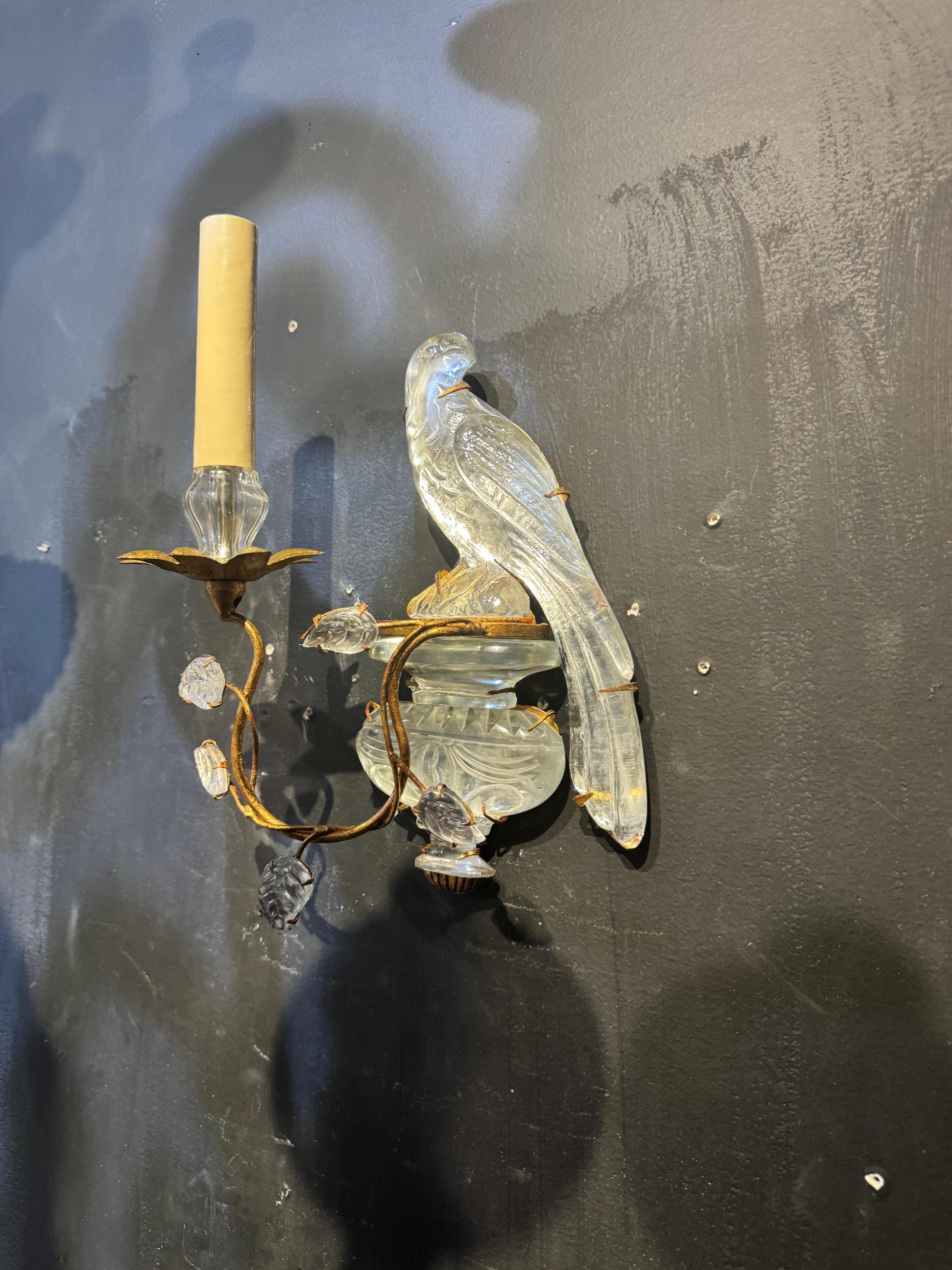 Apliques de Pájaro Bagues Franceses de 1920 con 1 Luz de Hoja de Oro en Bueno estado para la venta en New York, NY
