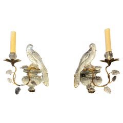 Antique 1920's French Bagues Bird Sconces with 1 Light Gold Leaf