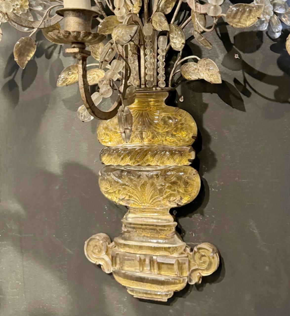 Stile provenzale Grande applique a tre luci in foglia d'argento Bagues francese degli anni '20 in vendita