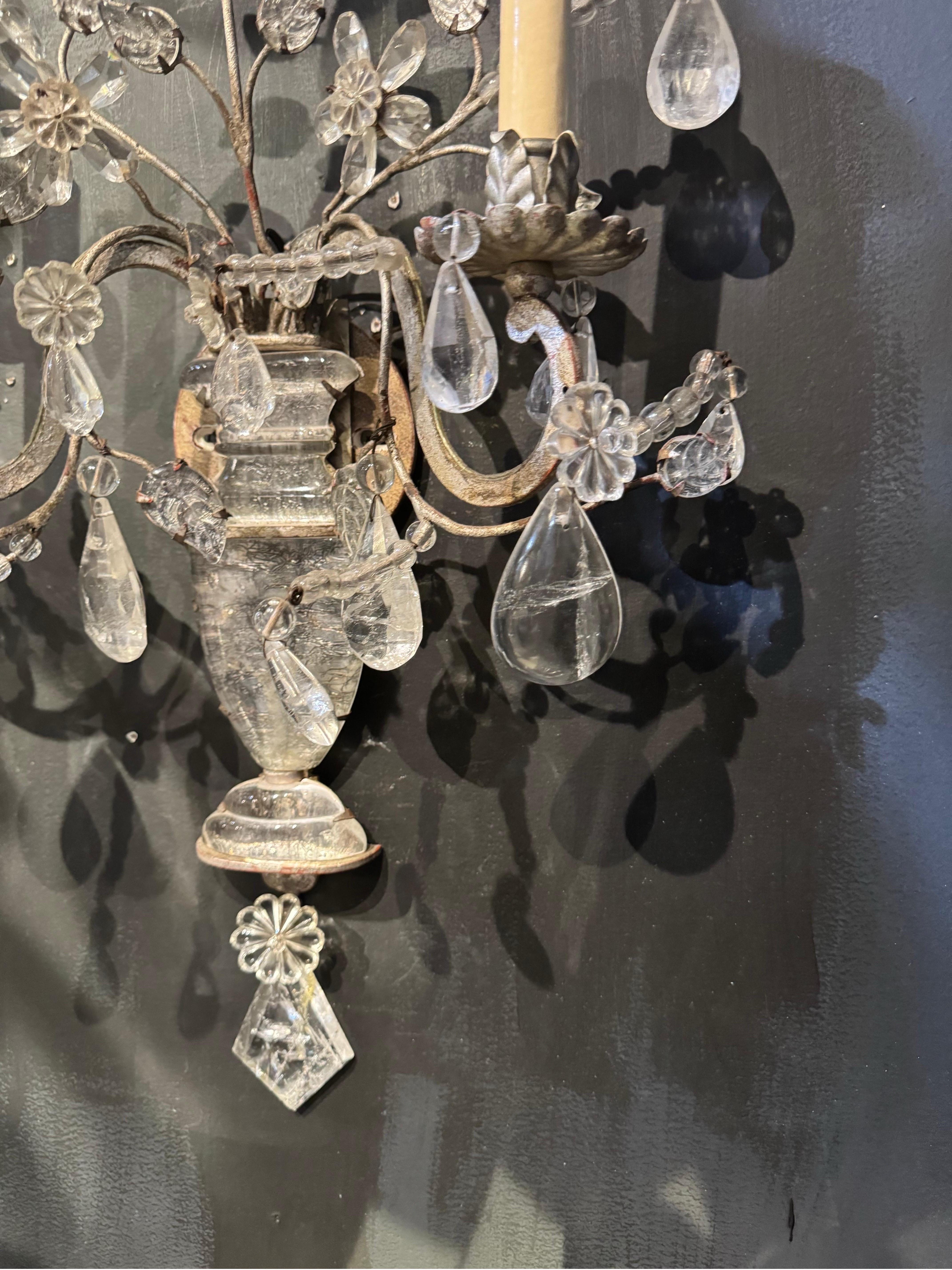 Inizio XX secolo Sconcese a foglia d'argento Bagues francese degli anni '20 con cristalli di rocca in vendita