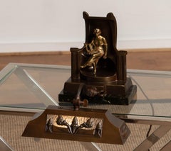 Lampe de piano Art Déco en laiton des années 1920 sur socle en marbre noir belge