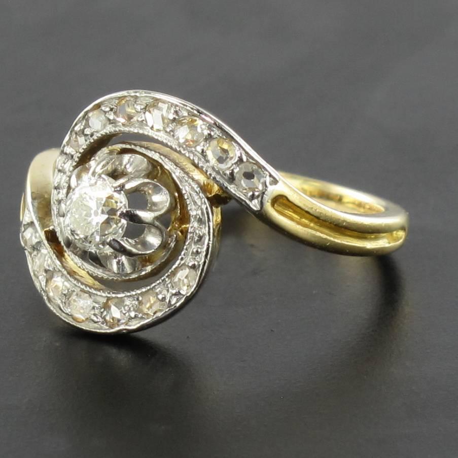 Belle Époque 1920s French Belle Epoque Diamond Engagement Swirl Ring