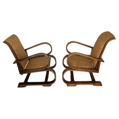 Set of 1920s Art Deco Bentwood Armchairs by Systeme Depose France
