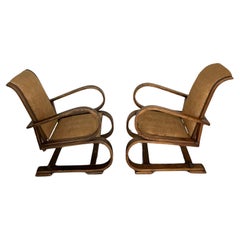 Antique Set of 1920s Art Deco Bentwood Armchairs by Systeme Depose France