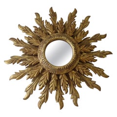 1920s French Big Double Gold Gilt Sunburst Starburst Mirror