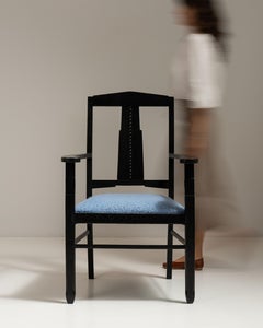 1920s French Black Arts and Crafts Upholstered Armchair