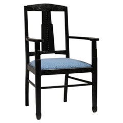 1920s French Black Arts and Crafts Upholstered Armchair