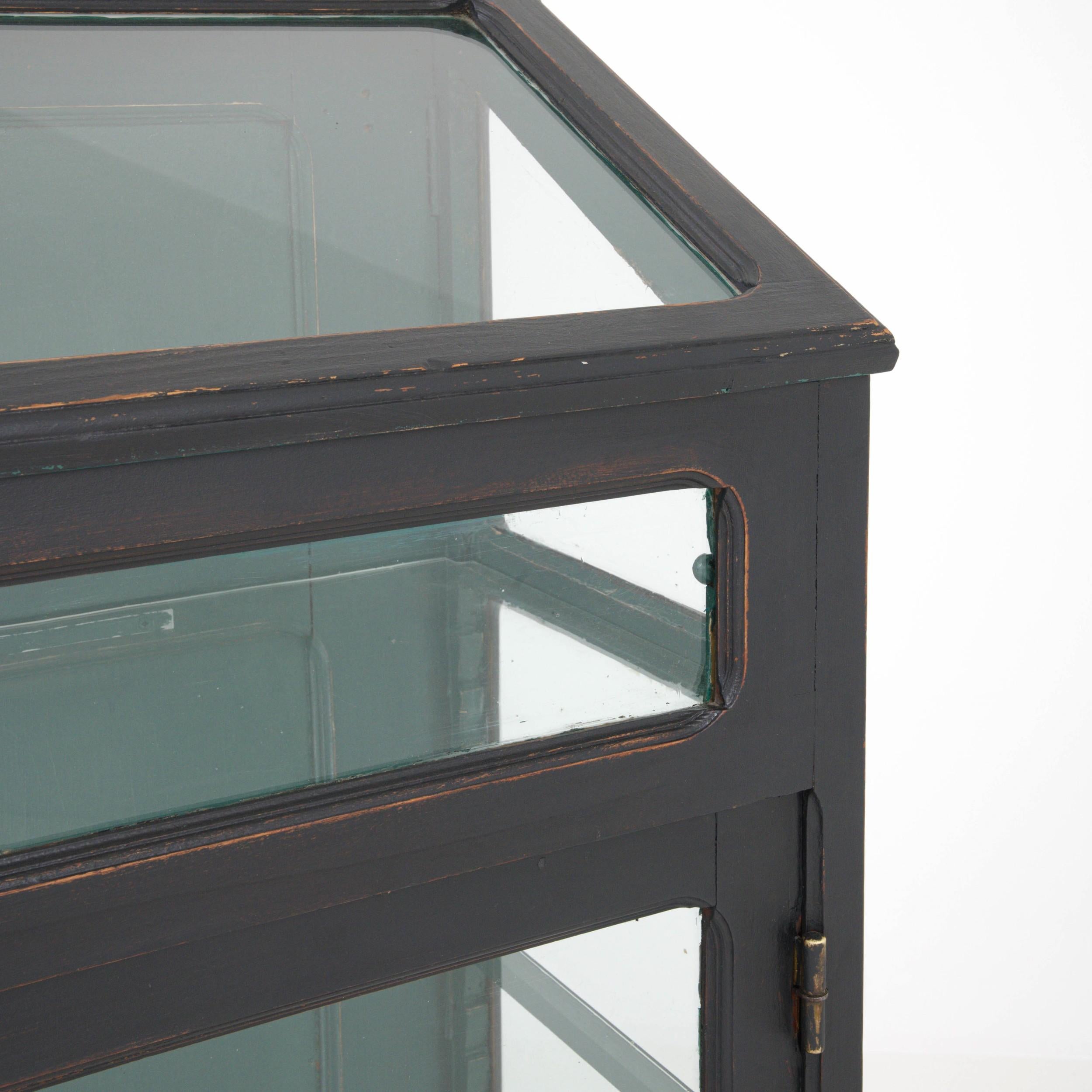1920s French Black Patinated Wooden Vitrine 5