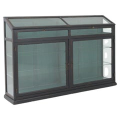 1920s French Black Patinated Wooden Vitrine