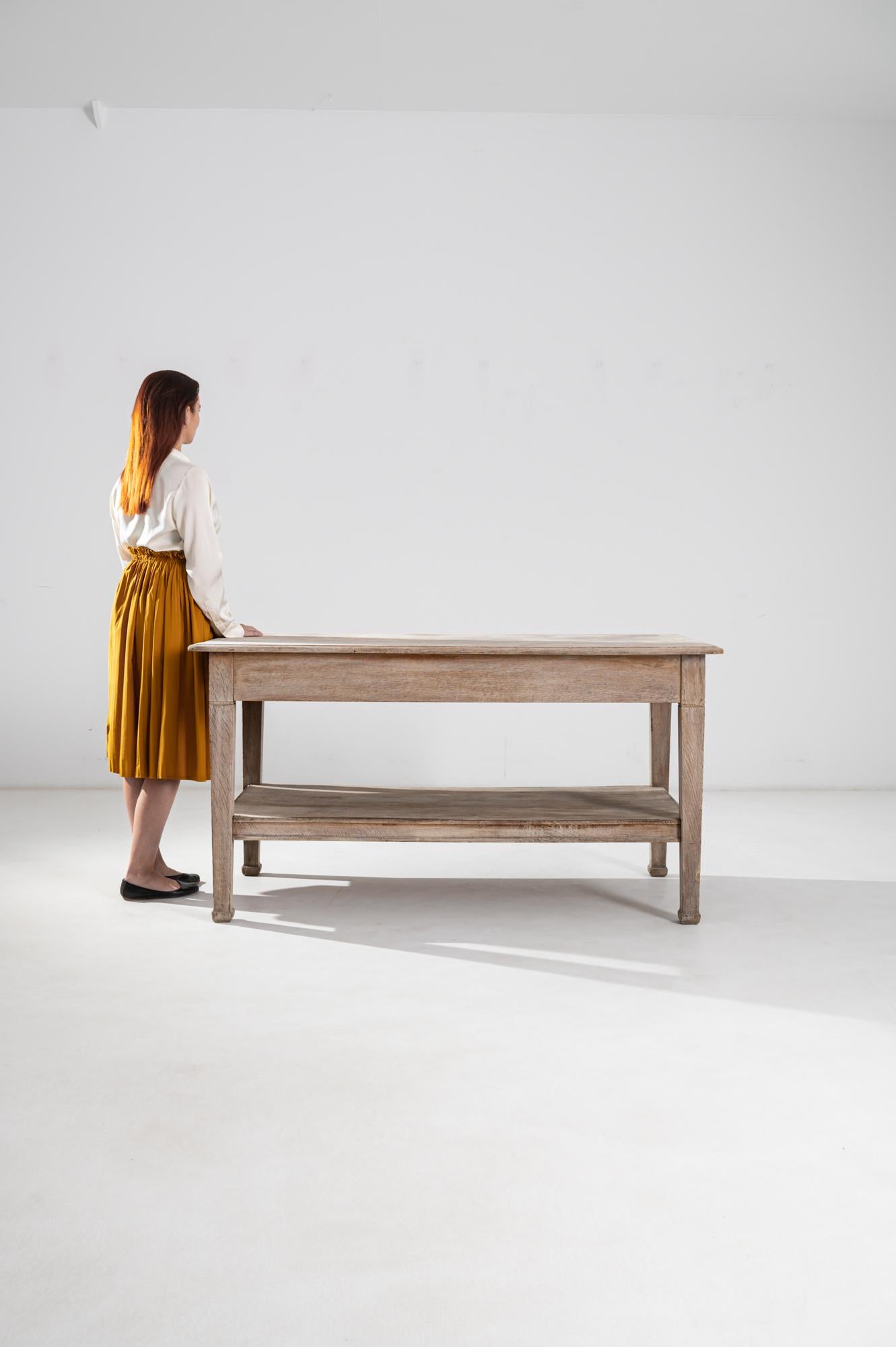 French Provincial 1920s French Bleached Oak Drapers Table