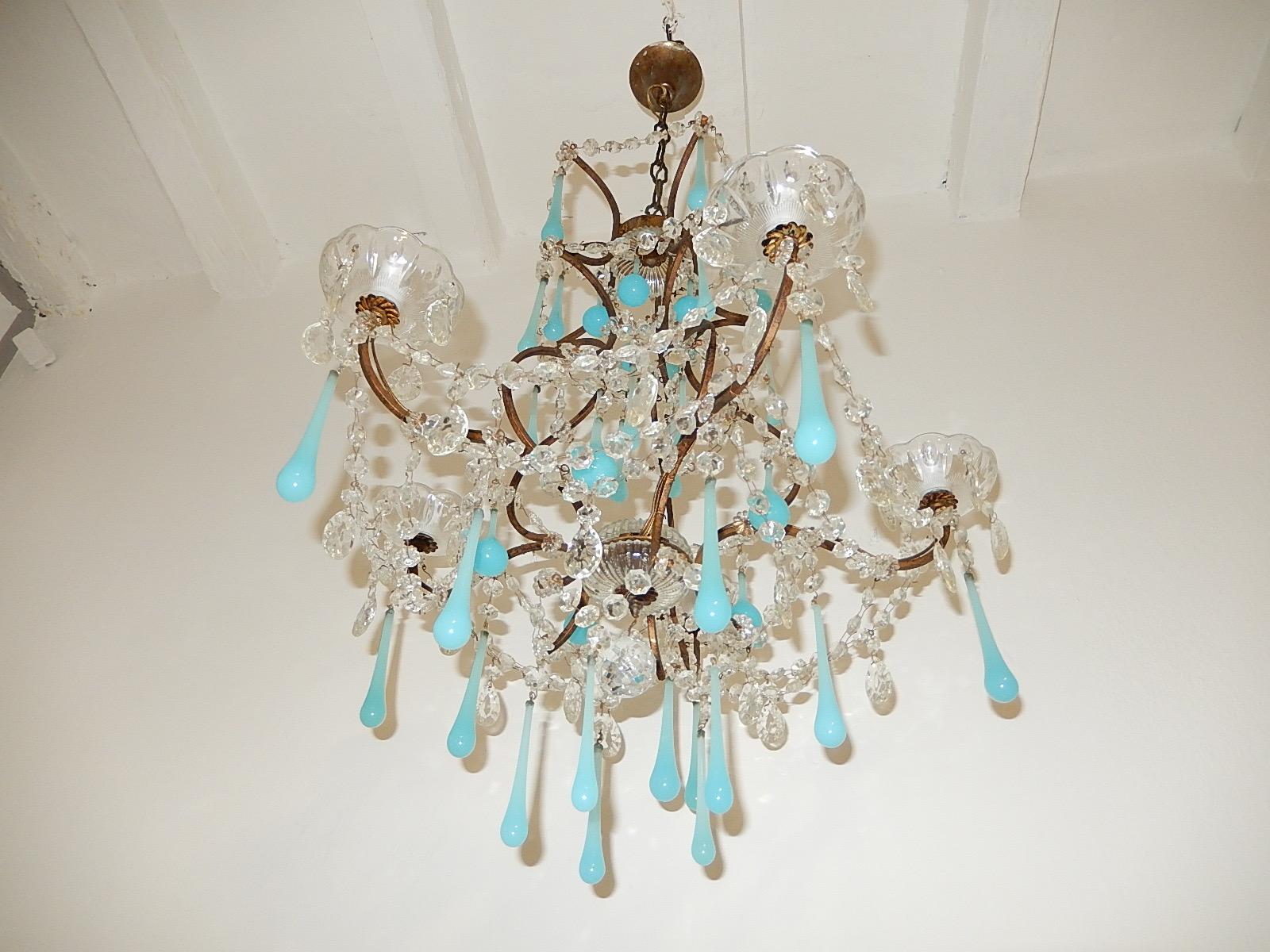 blue opaline chandelier