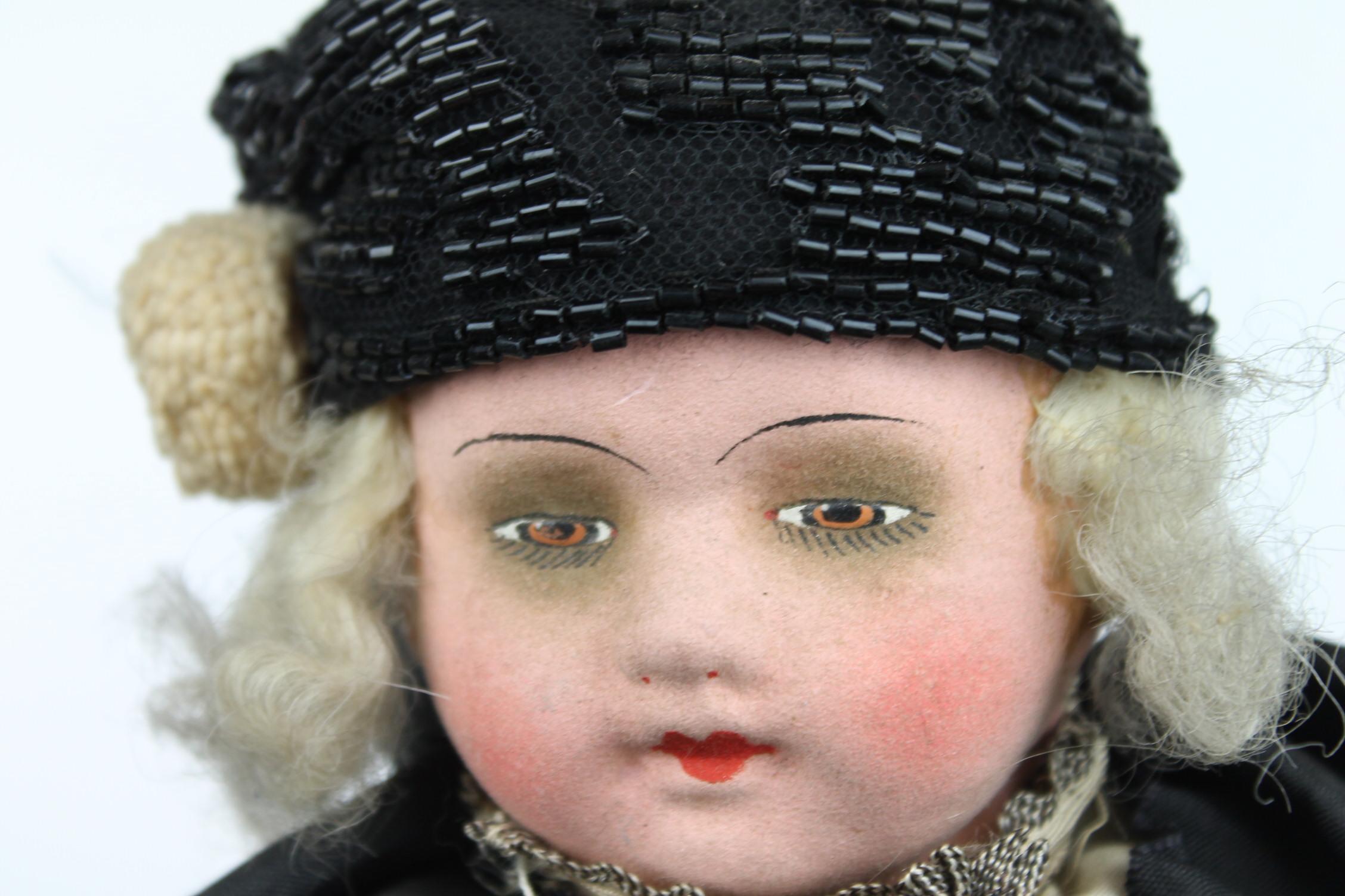 1920s French Boudoir Salon Harlequin Doll, Pierrot Doll 6