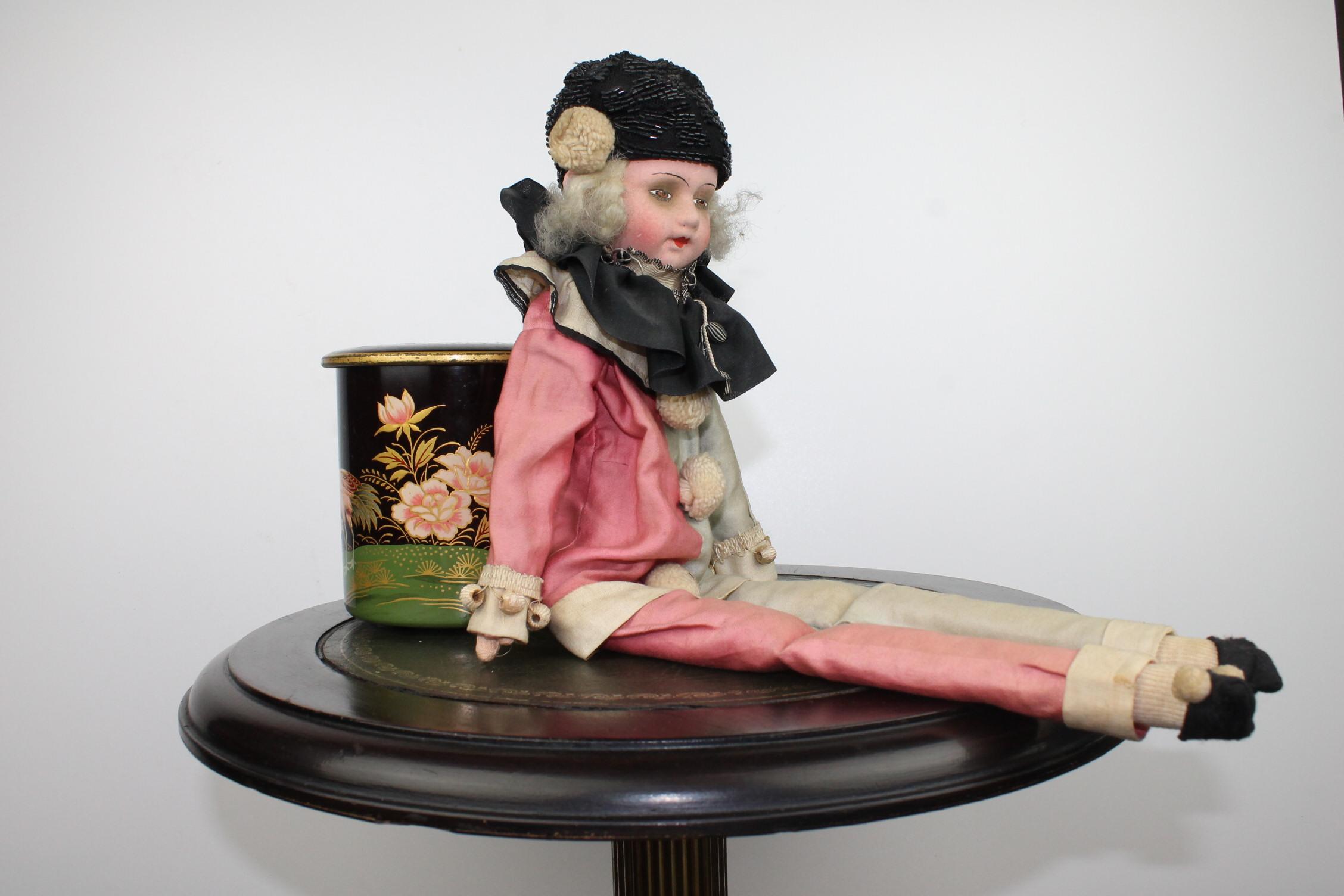 1920s French Boudoir Salon Harlequin Doll, Pierrot Doll In Good Condition In Antwerp, BE