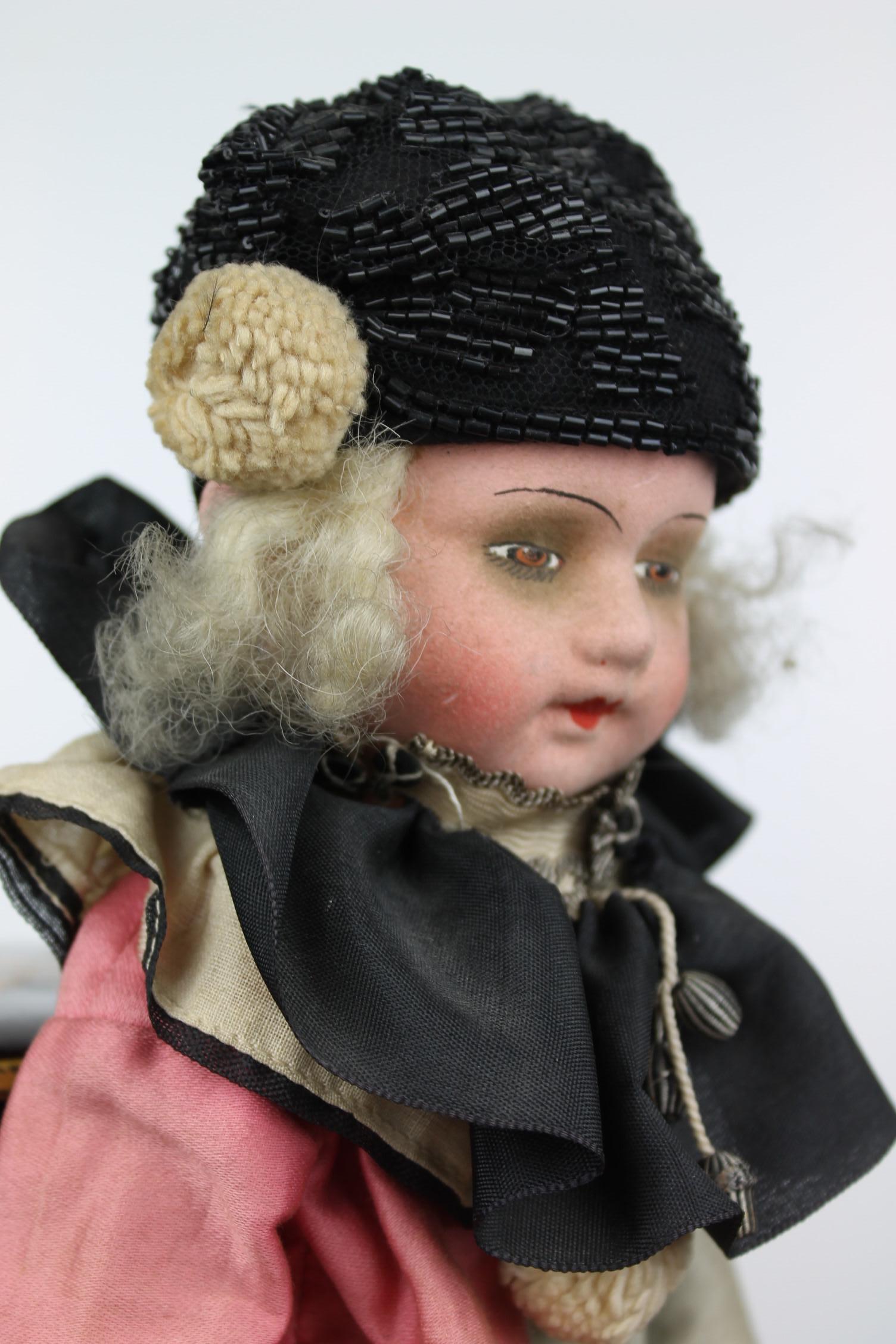 20th Century 1920s French Boudoir Salon Harlequin Doll, Pierrot Doll