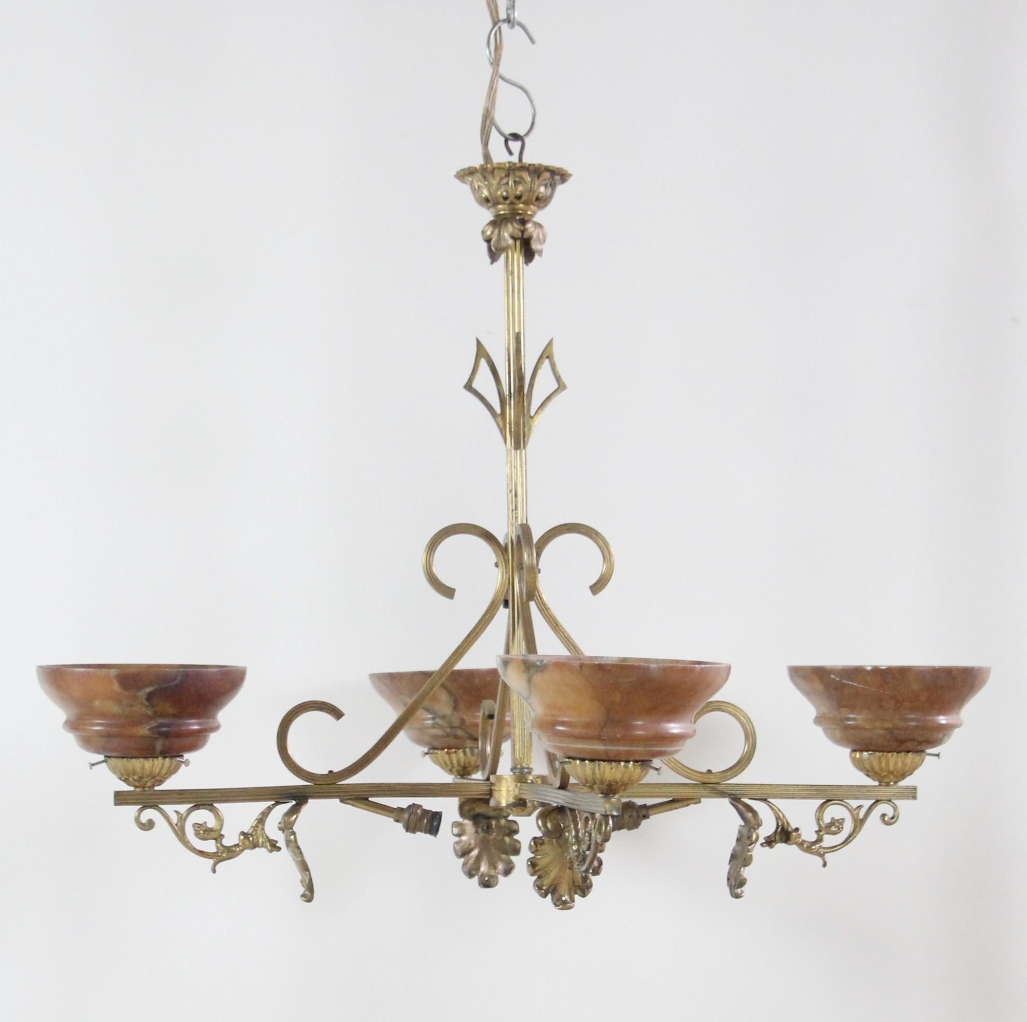 1920s alabaster chandelier