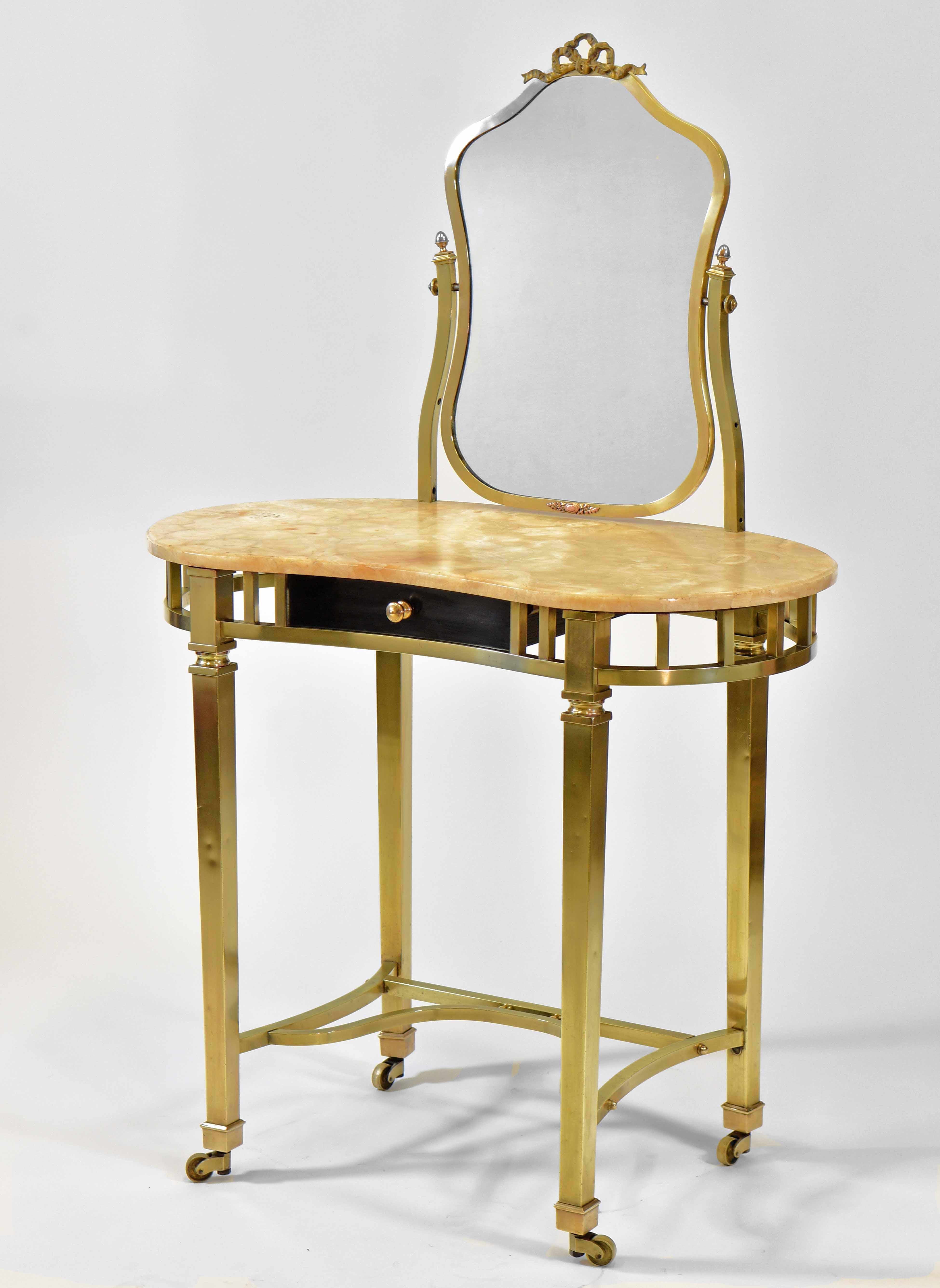 1920s French Brass Vanity Dressing Table For Sale 1
