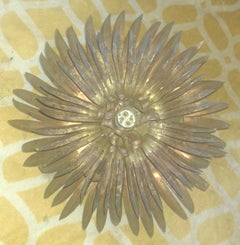 1920s French Brutalist Palm Form 2 Tier Plafonnier/ Flush Mount, Maison Jansen