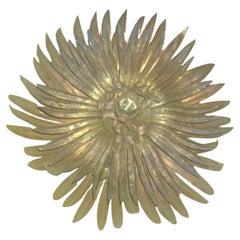 1920s French Brutalist Palm Form 2 Tier Plafonnier/ Flush Mount, Maison Jansen