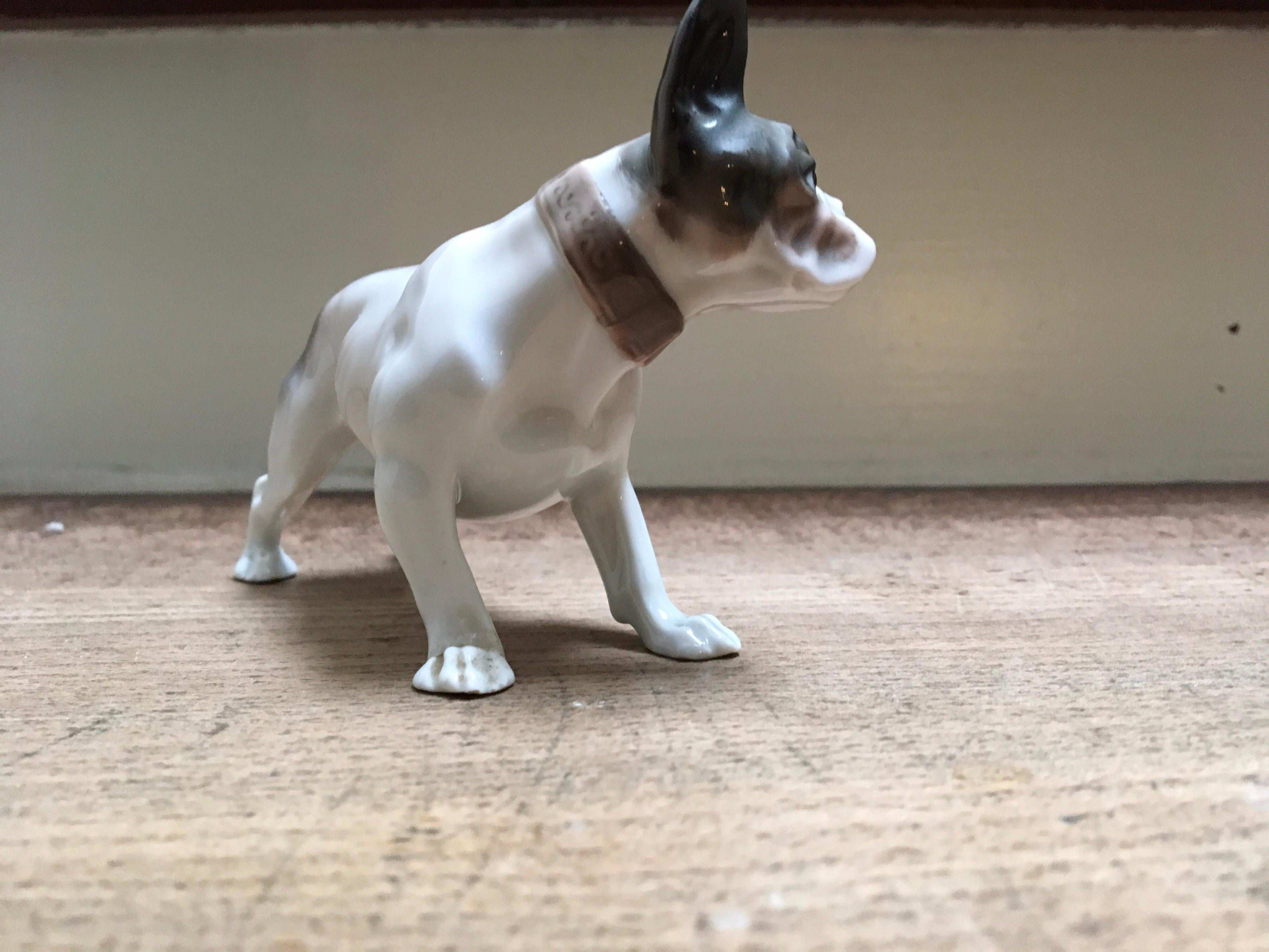 Porcelain 1920s French Bulldog Figurine by Rosenthal Selb Bavaria Germany, Art Deco