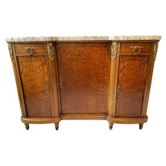 Buffet à plateau en marbre en bois de bourgogne français des années 1920