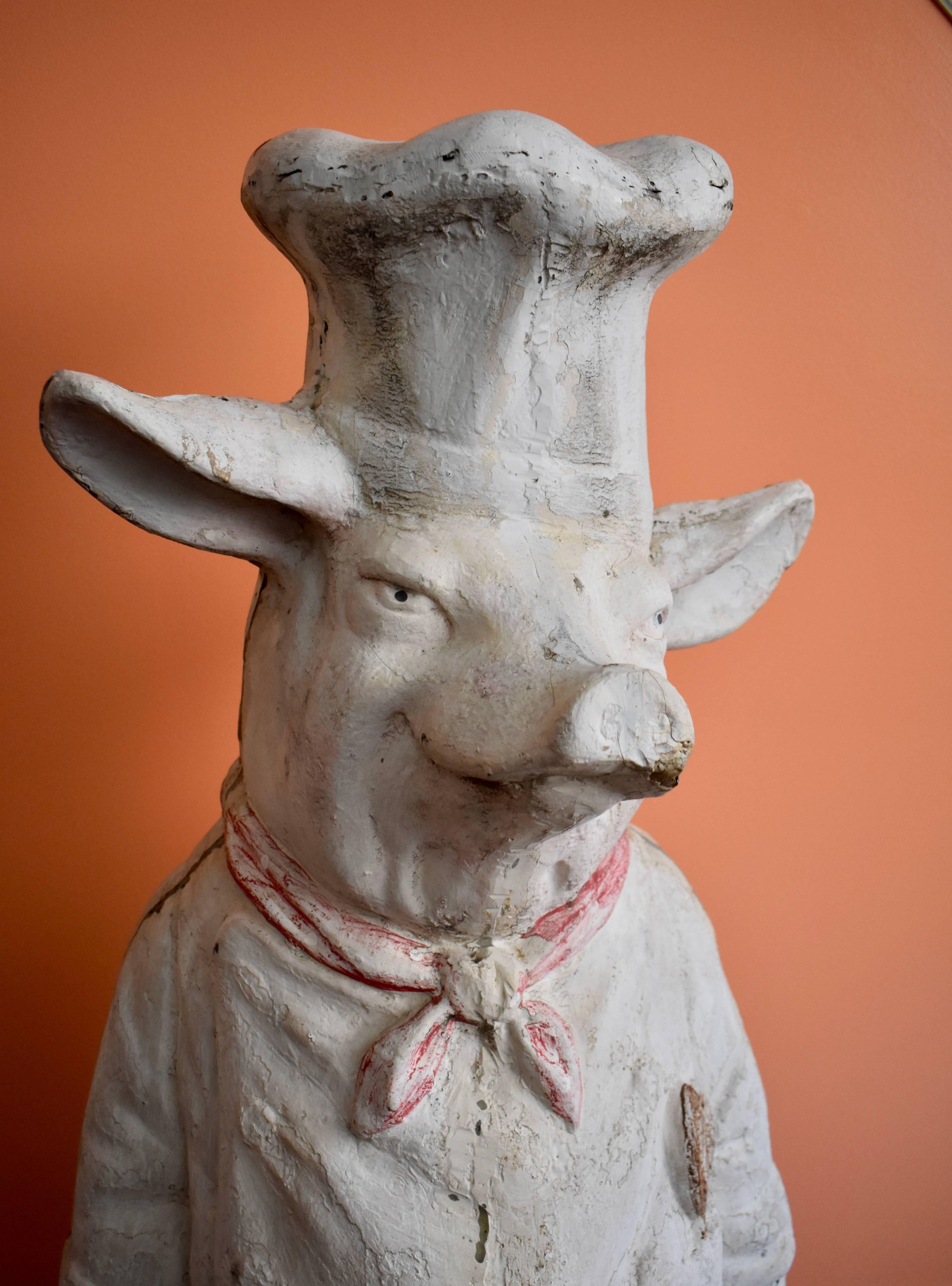 Gips Schwein Französisch Charcuterie Restaurant vier Fuß Werbung Display 1920er Jahre 3