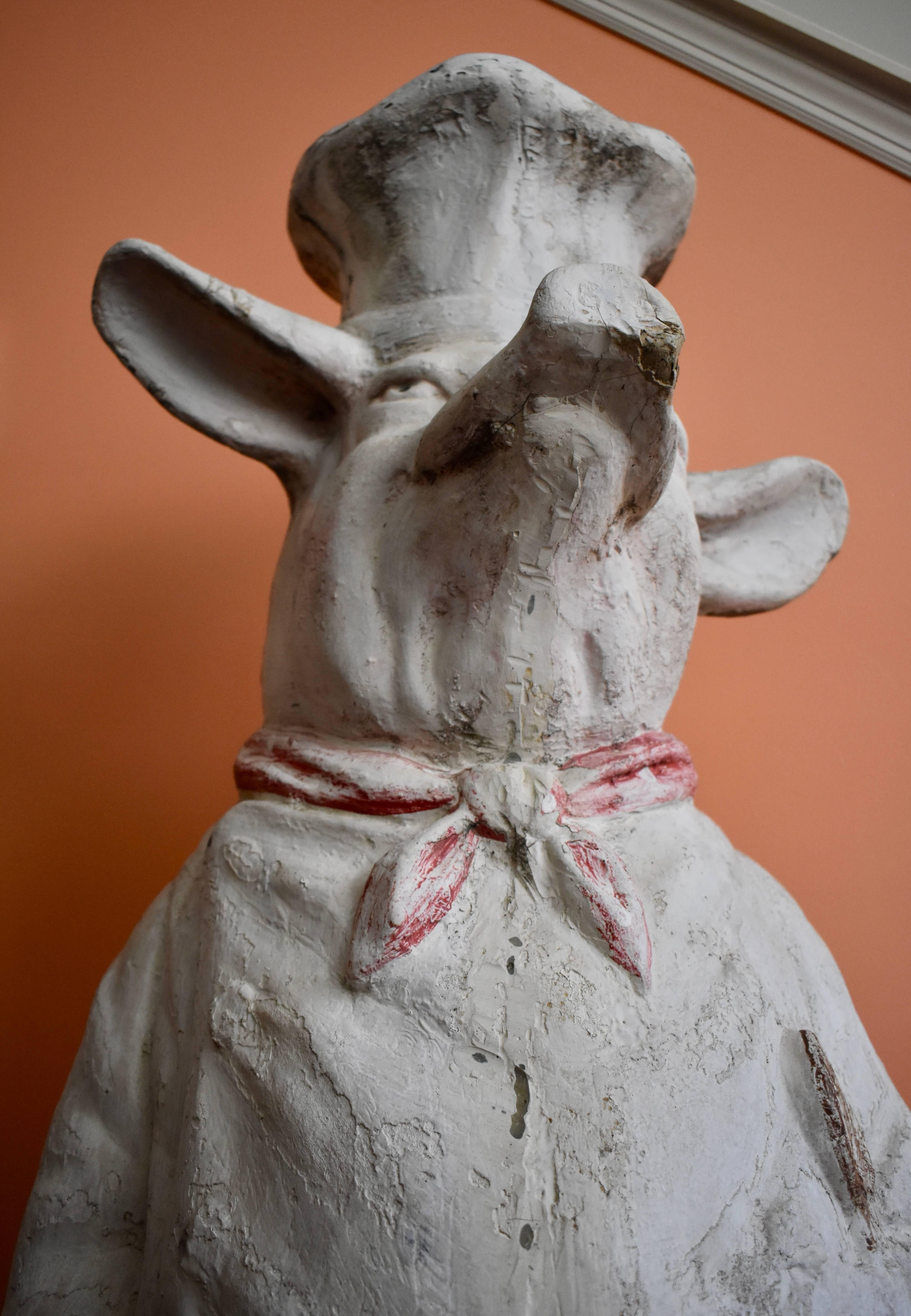 Gips Schwein Französisch Charcuterie Restaurant vier Fuß Werbung Display 1920er Jahre 8