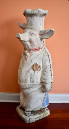 Plaster Pig French Charcuterie Restaurant Four Foot Advertising Display 1920s
