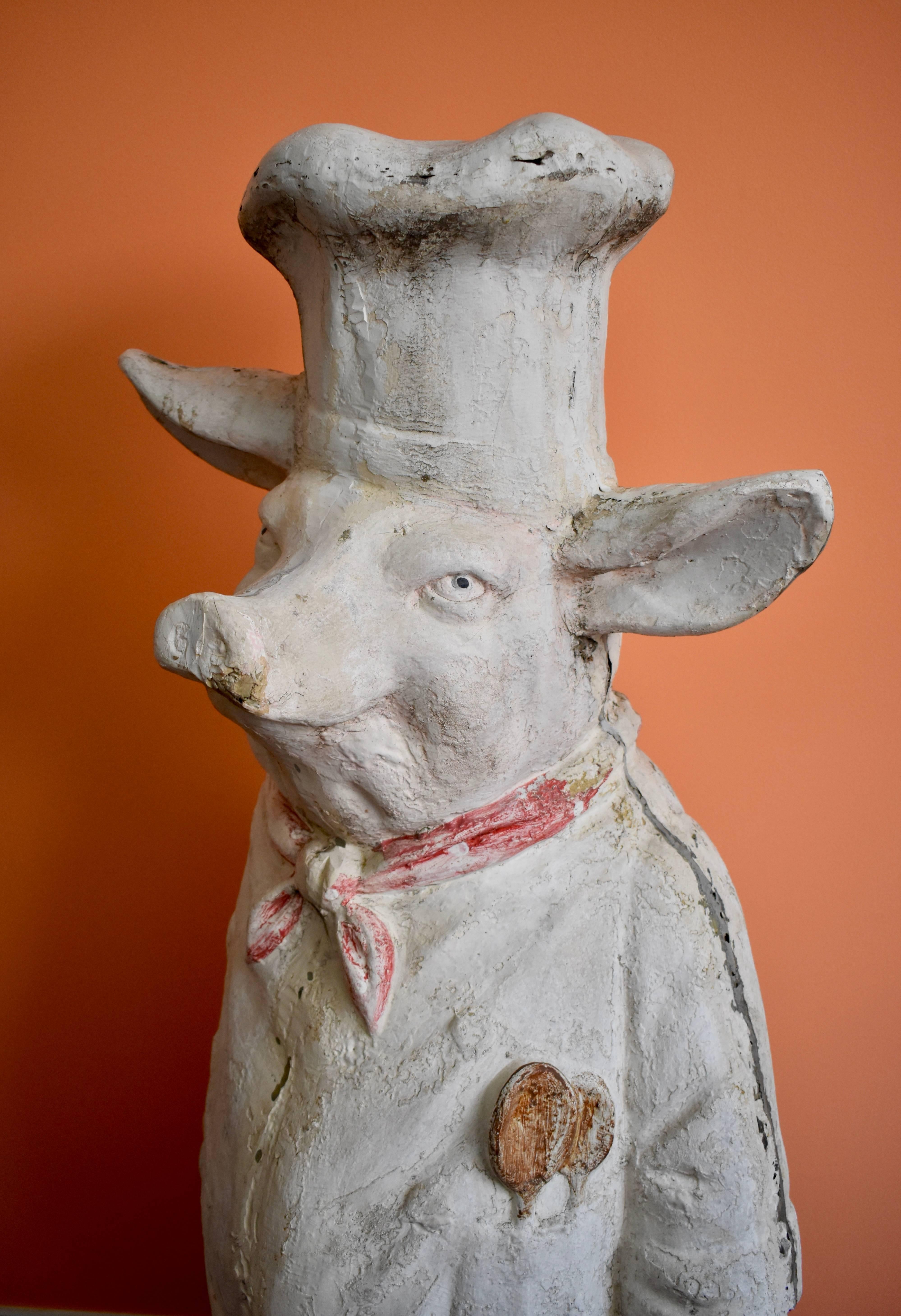 French Provincial Plaster Pig French Charcuterie Restaurant Four Foot Advertising Display 1920s