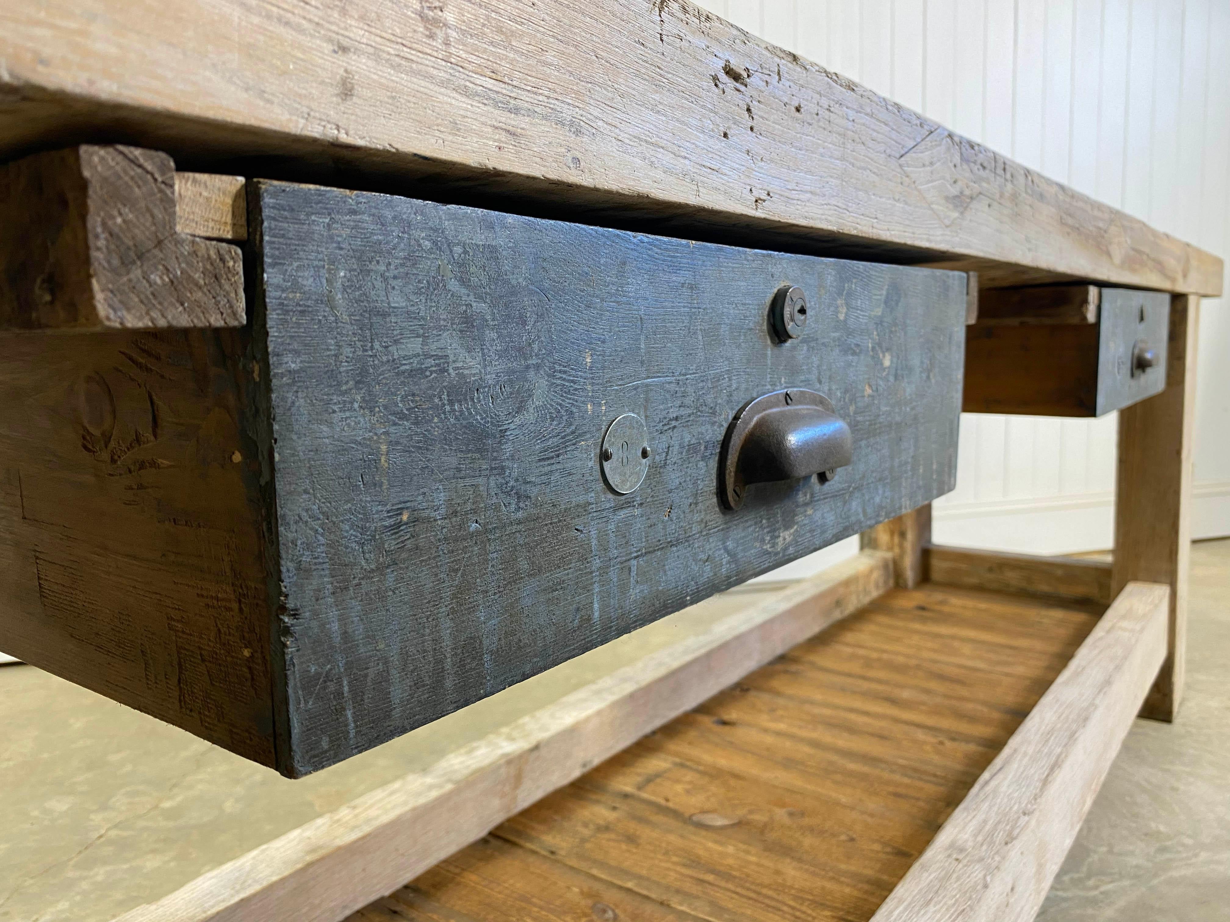 Steel 1920s French Carpenter's Workbench