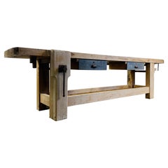 Antique 1920s French Carpenter's Workbench