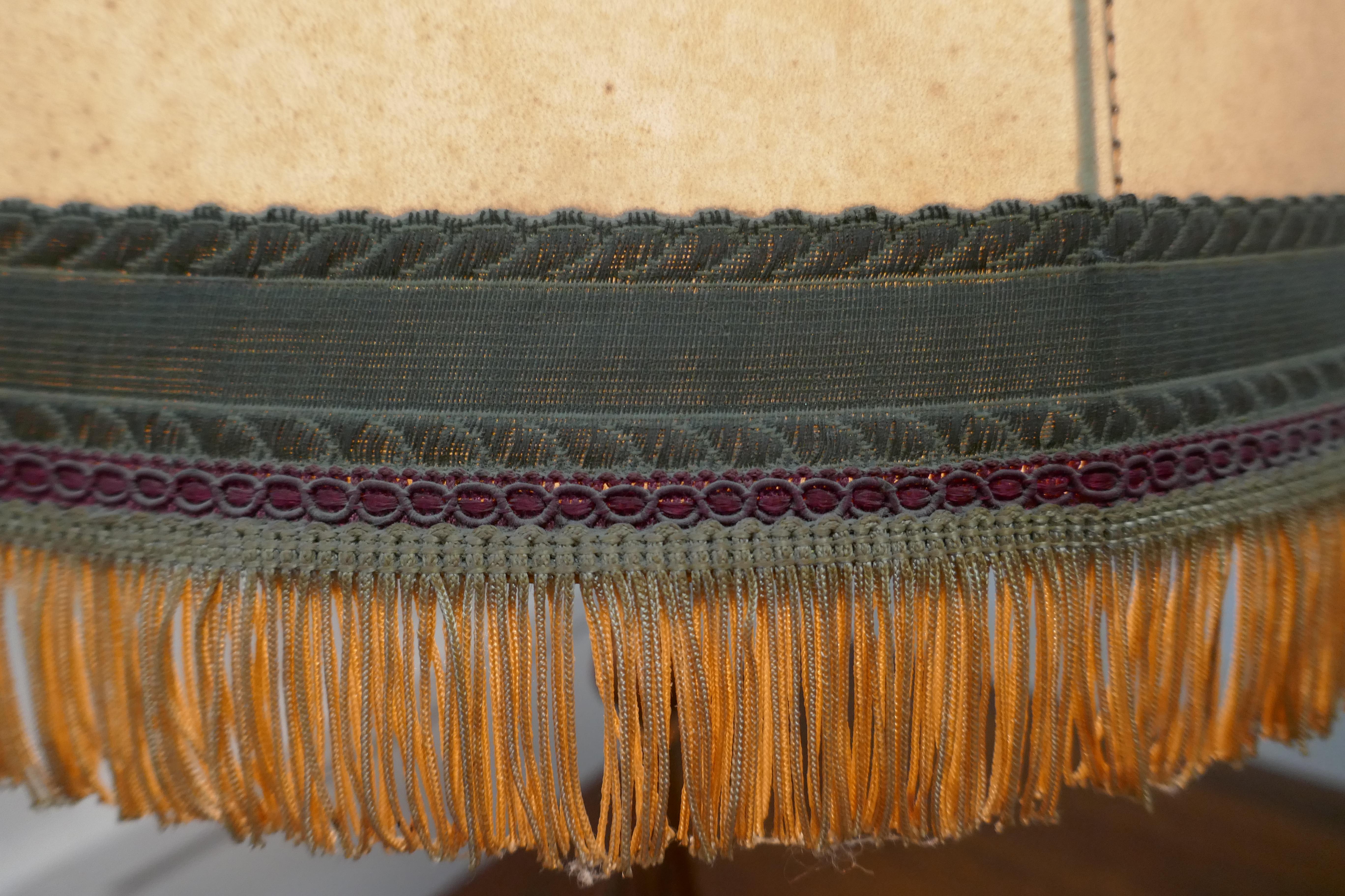 Wood 1920s French Carved Gilt Lamp, Vellum Shade