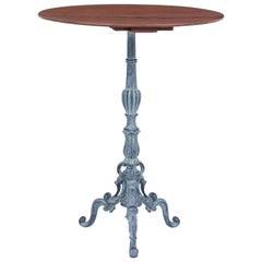 1920s French Cast Iron and Mahogany Bistro Table