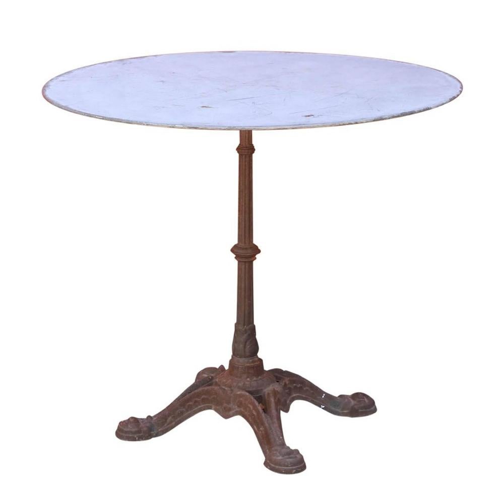 1920s French Cast Iron and Zinc Round Bistro Table - Two Available 1