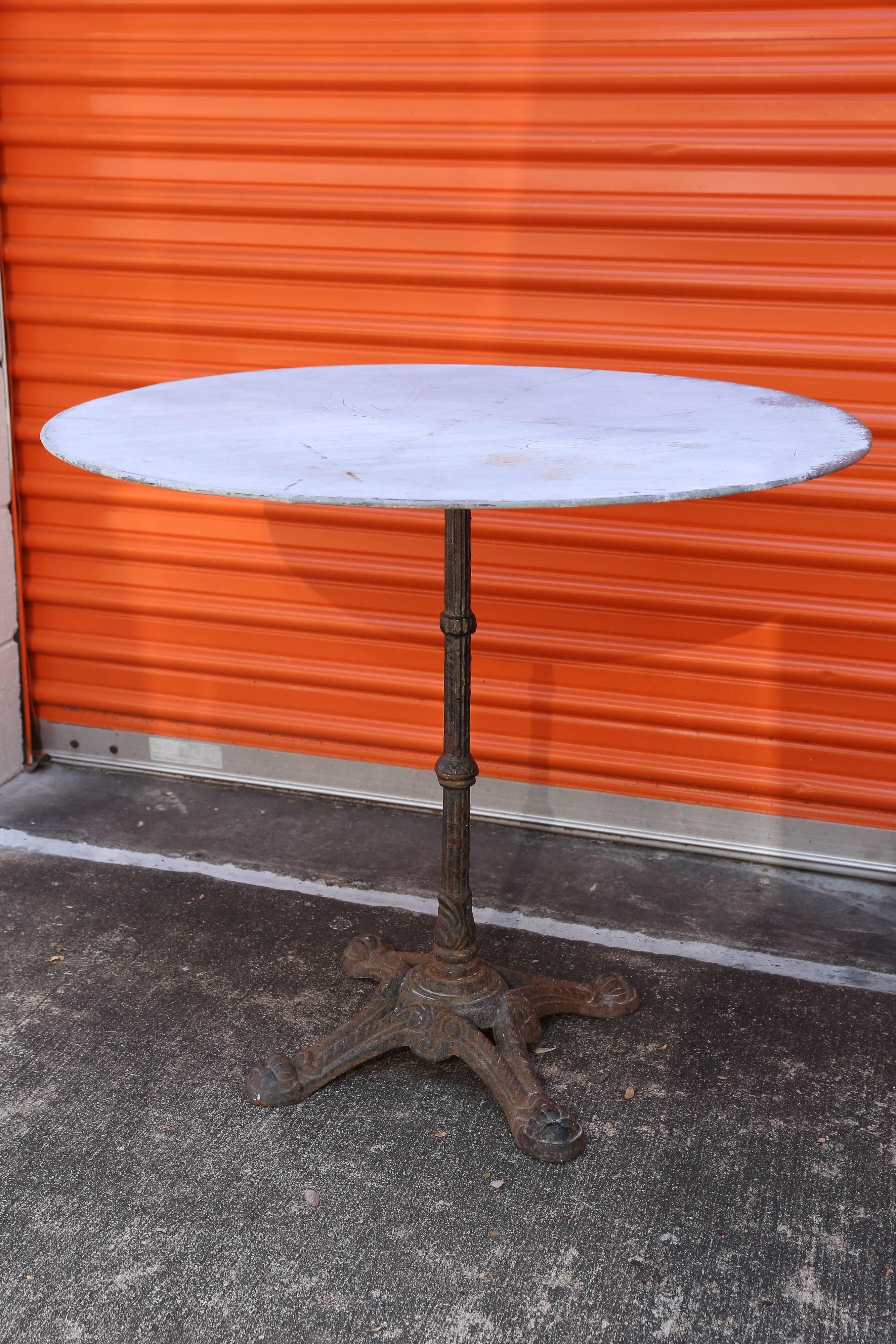 1920s French Cast Iron and Zinc Round Bistro Table - Two Available 2