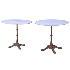 1920s French Cast Iron and Zinc Round Bistro Table - Two Available
