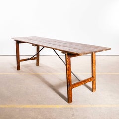 Mesa de comedor francesa con patas en forma de caballete, estilo «Chapel», de los años 20