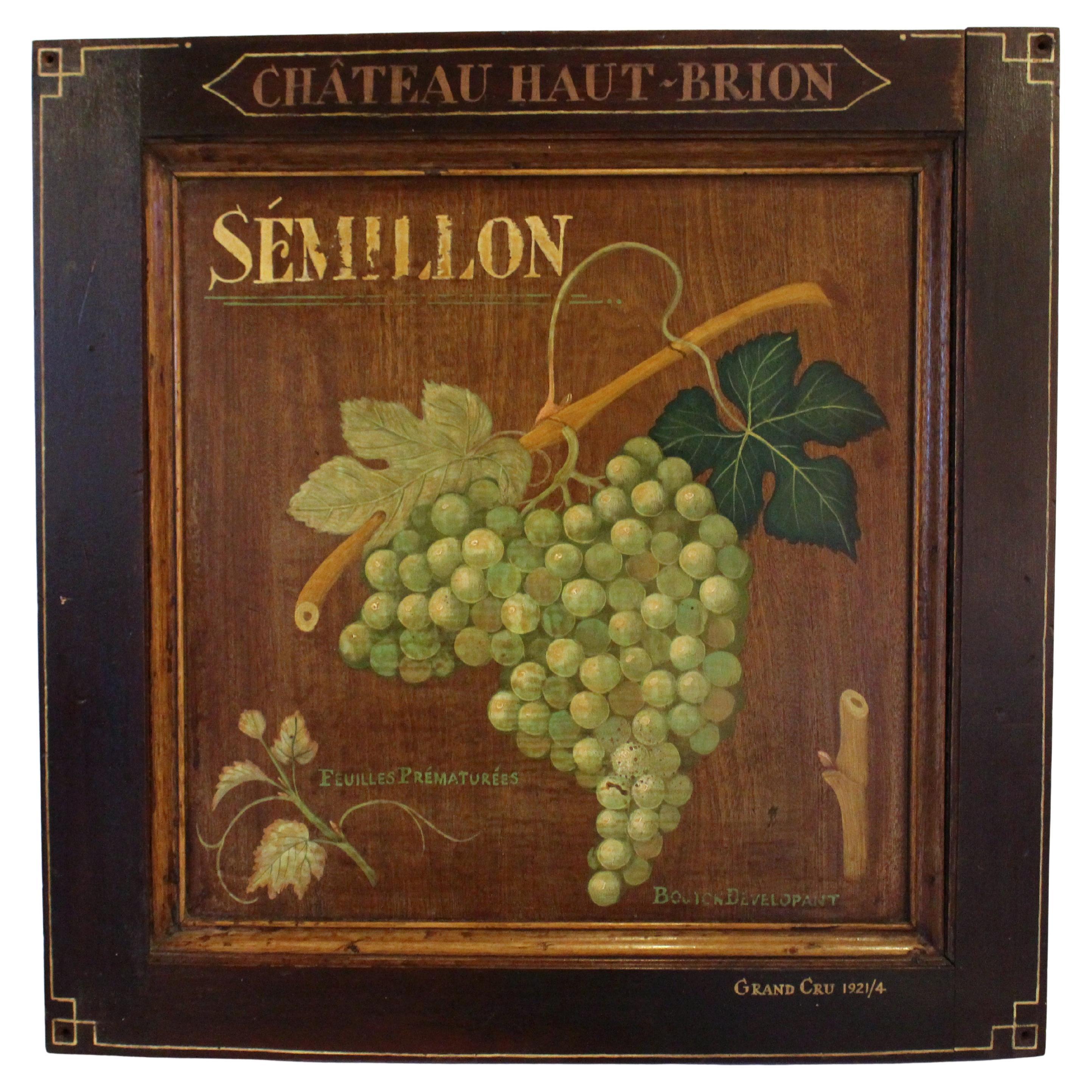 1920s French Chateau Haut-Brion Sémillon Promotional Sign